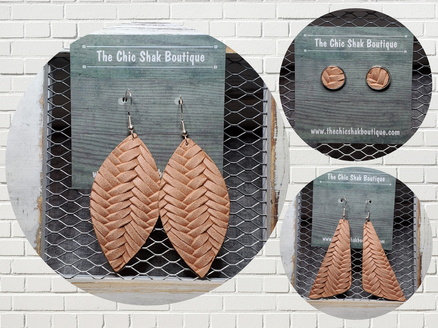 Peach Braided Leather Earrings