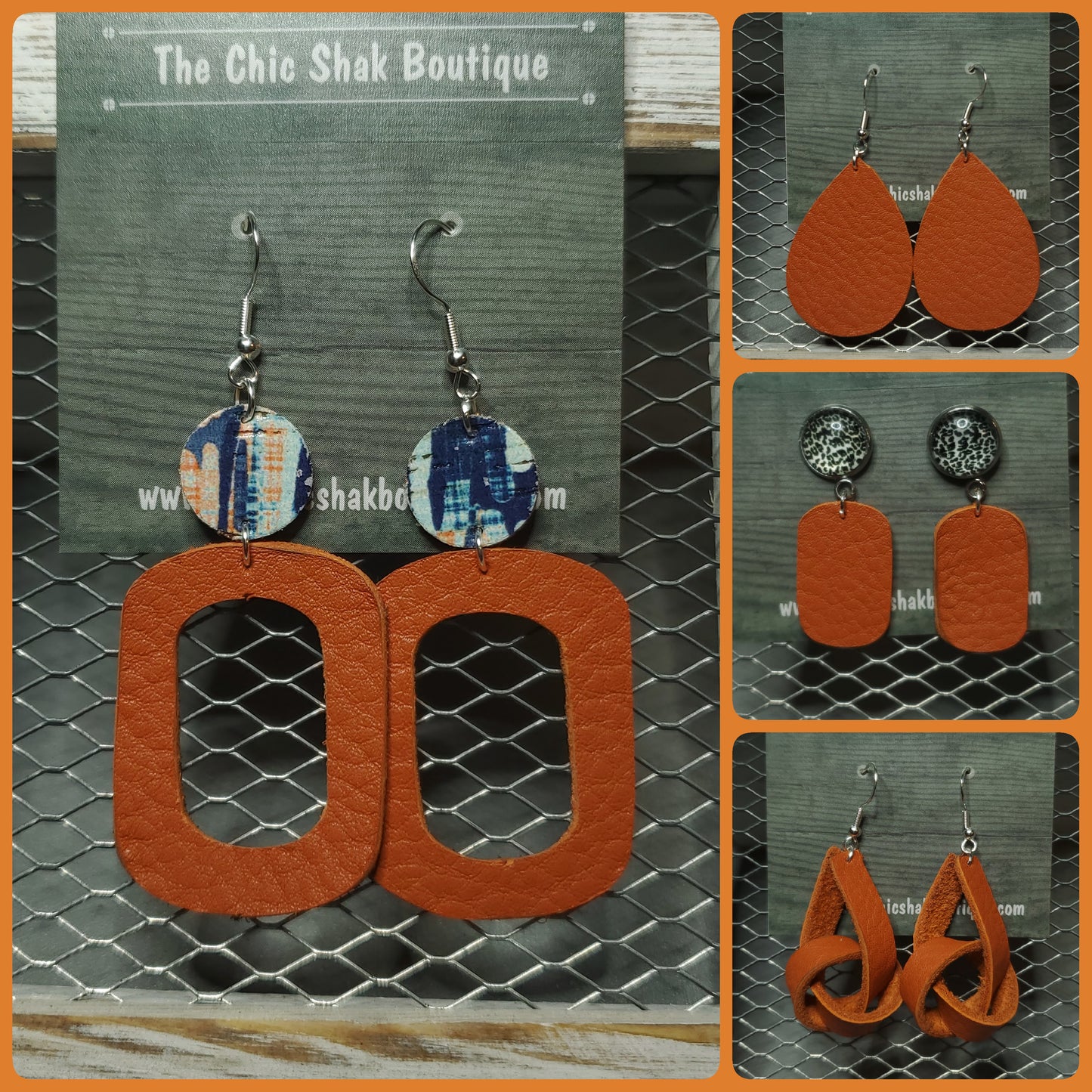 Persimmon Leather Earrings