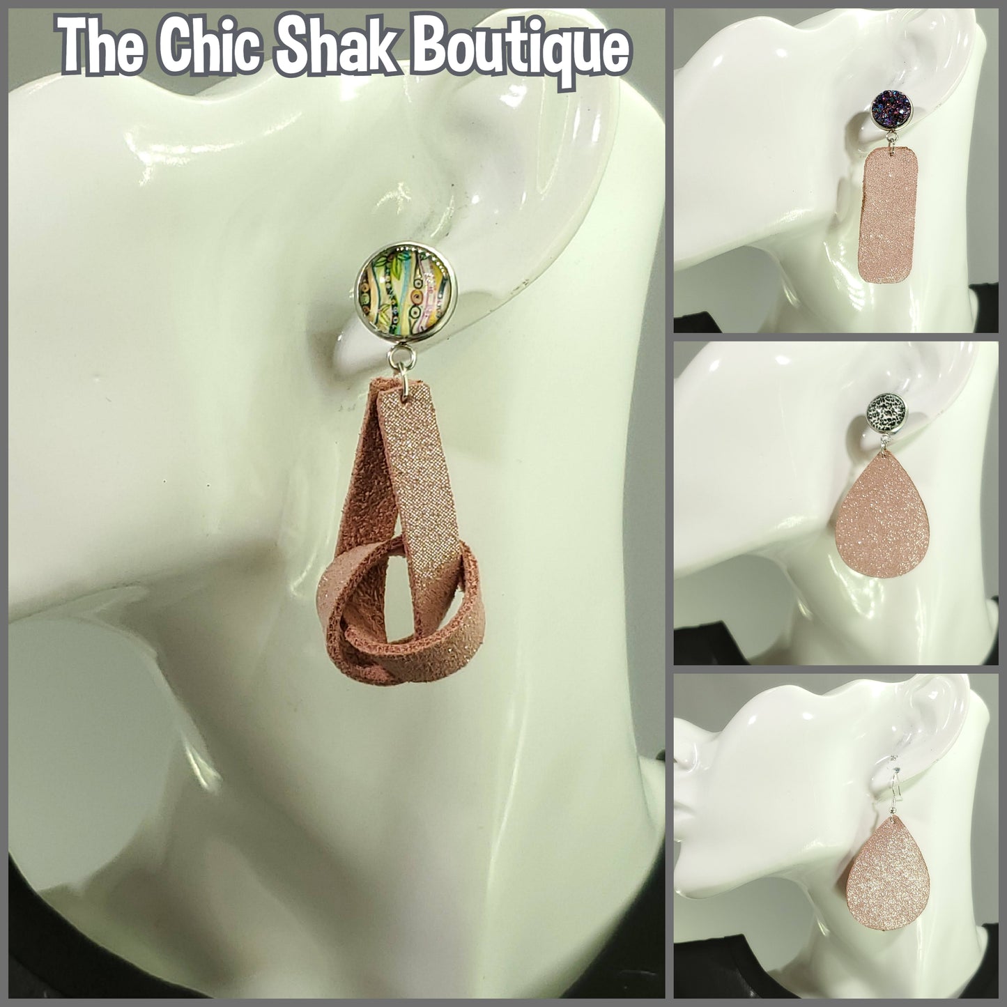 Pink Dazzle Leather Earrings