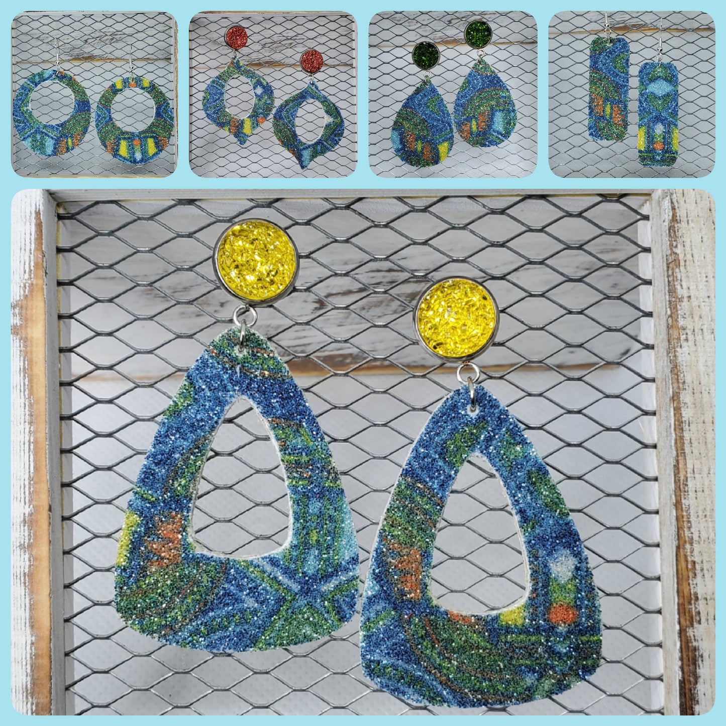 Stained Glass Leather Earrings