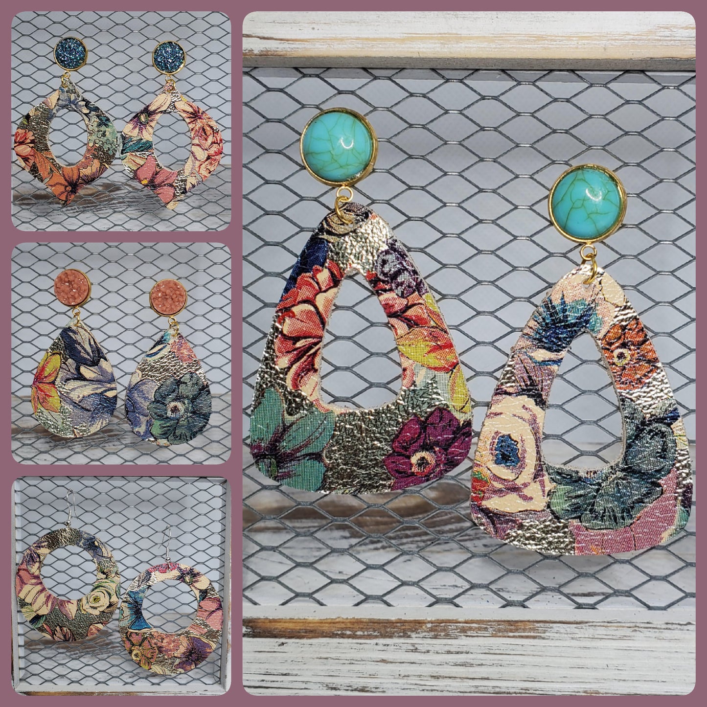 Sunny Day Bouquet Leather Earrings