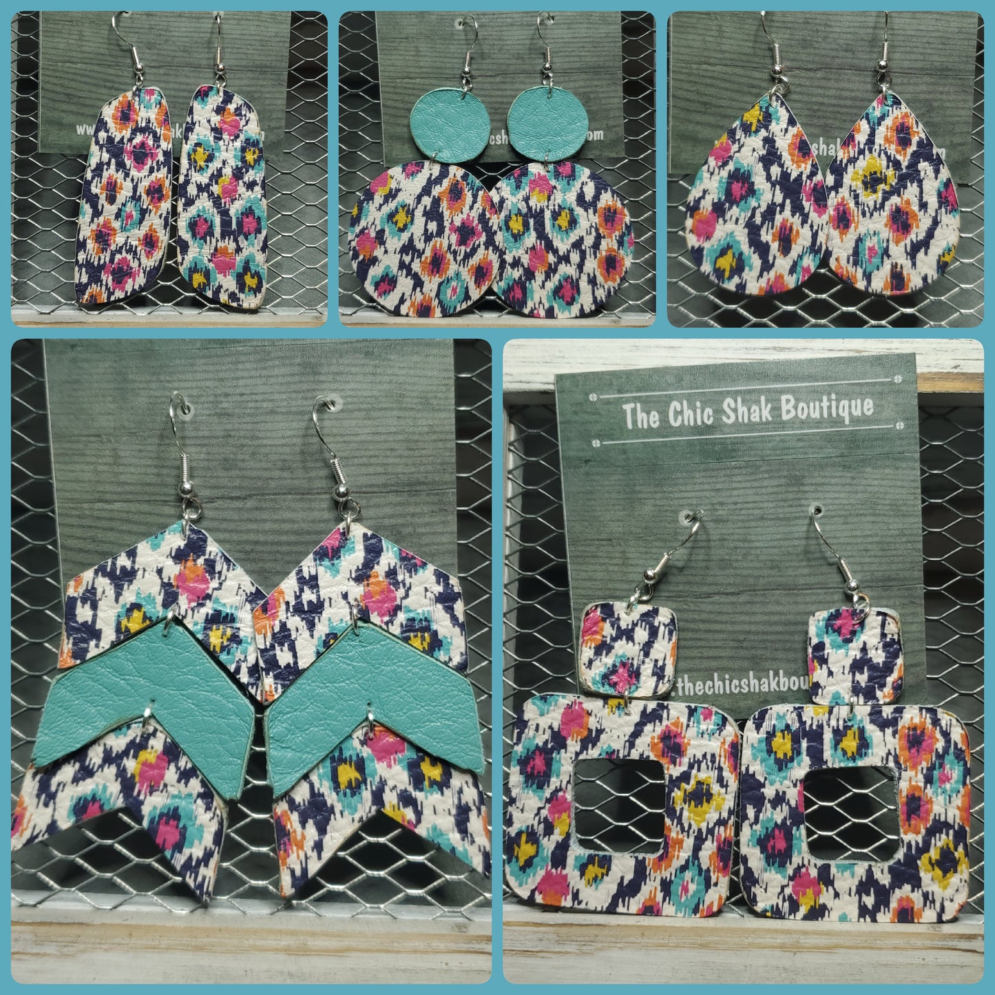 Tribal Aztec Leather Earrings