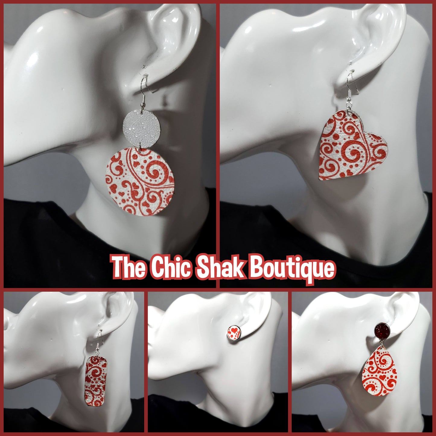 Valentine Paisley Leather Earrings