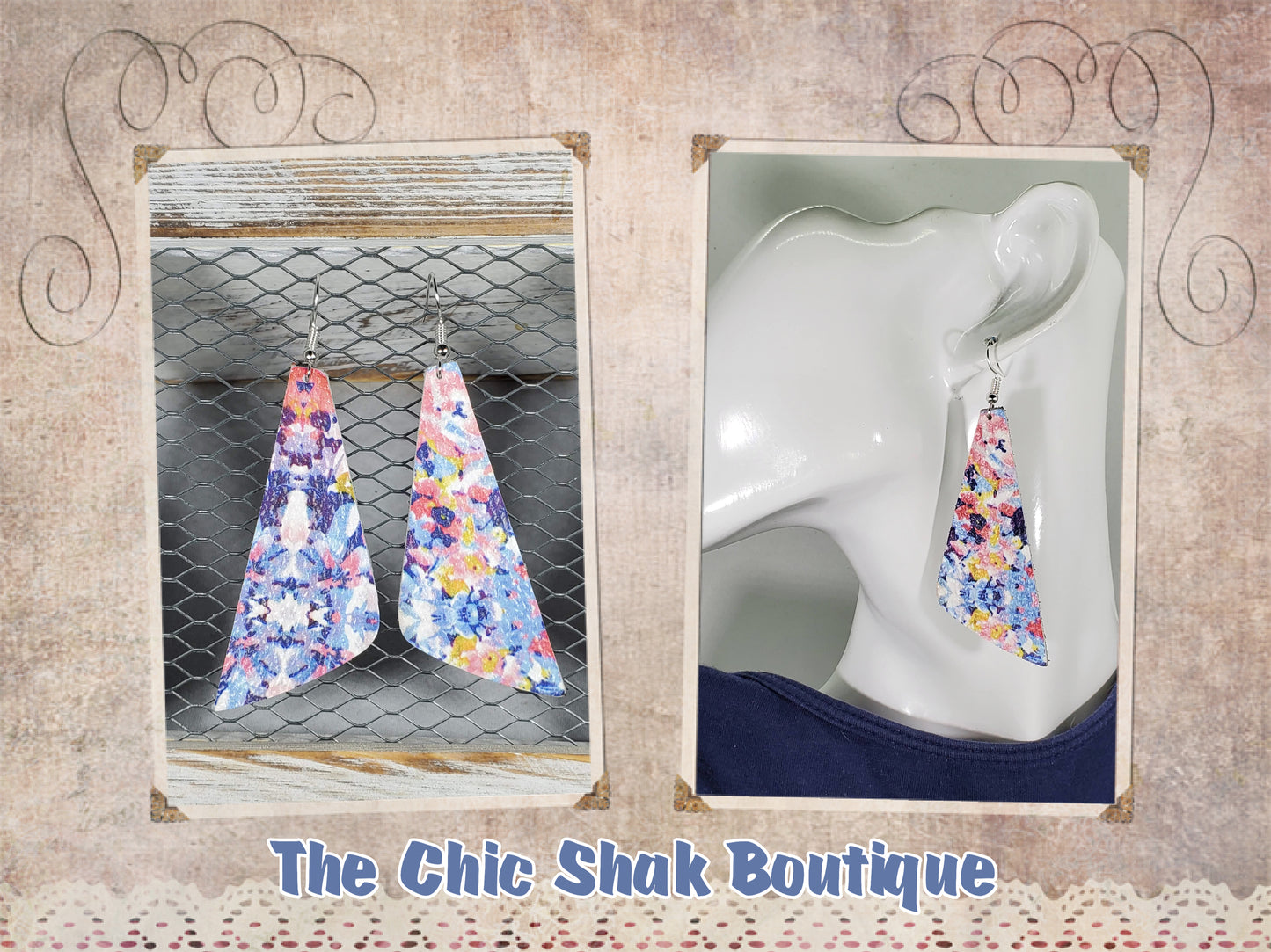 Watercolor Flower Leather Earrings