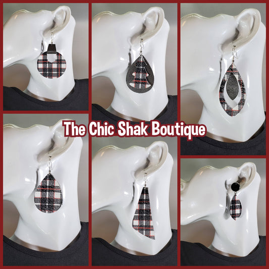 Plaid Leather Earrings