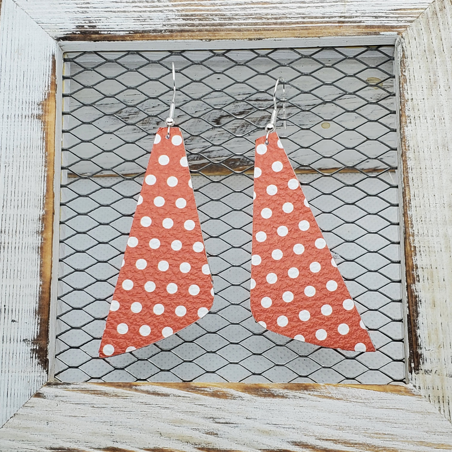 Orange & White Polka Dot Leather Earrings Collection