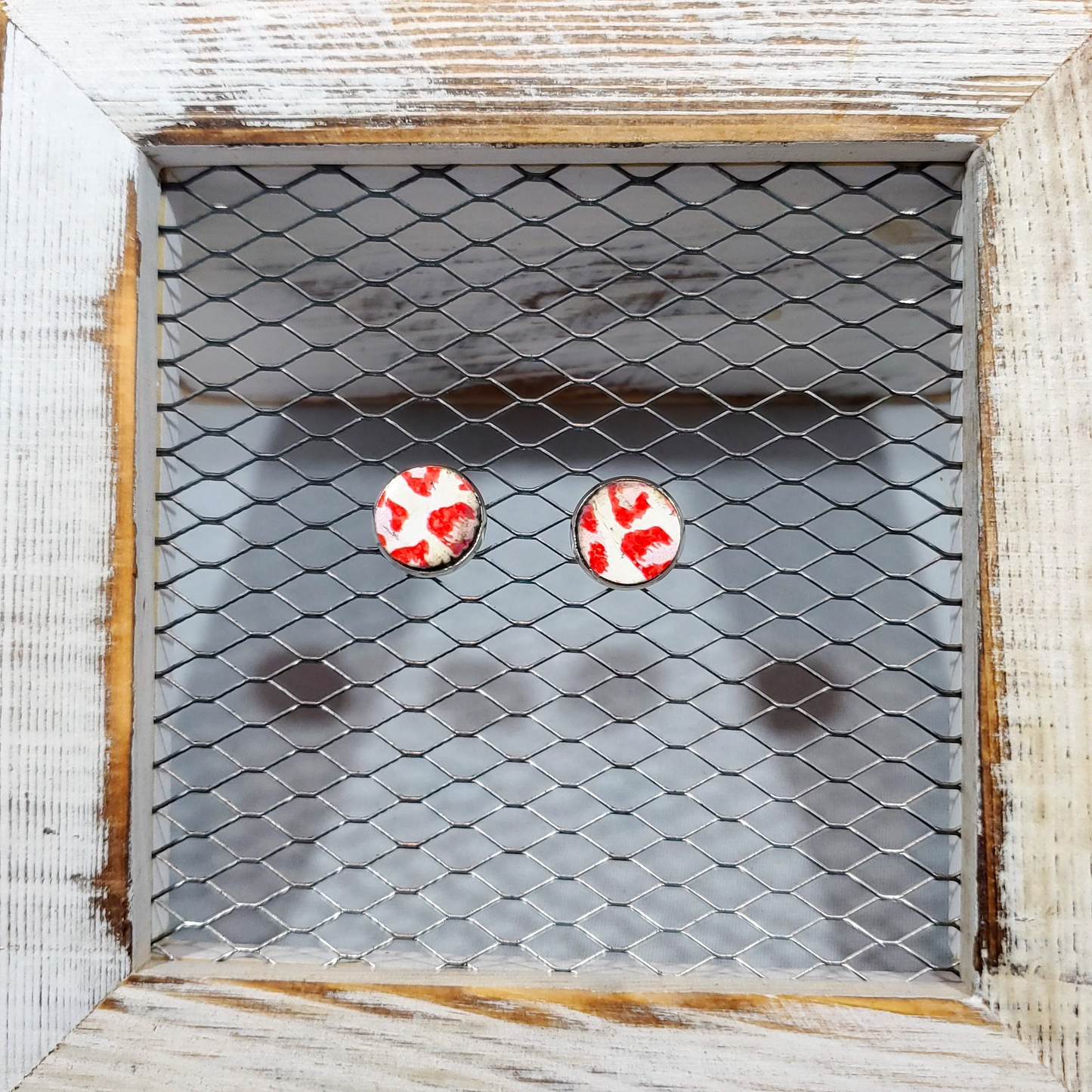 Red/Pink Leopard Leather Earrings