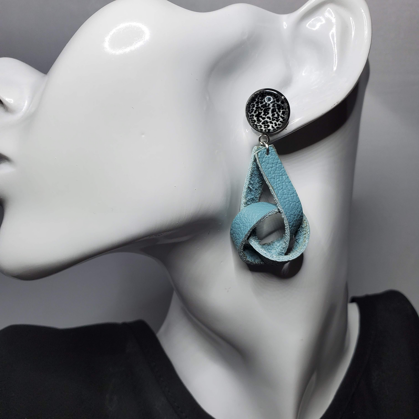 Robin Egg Blue Leather Earrings
