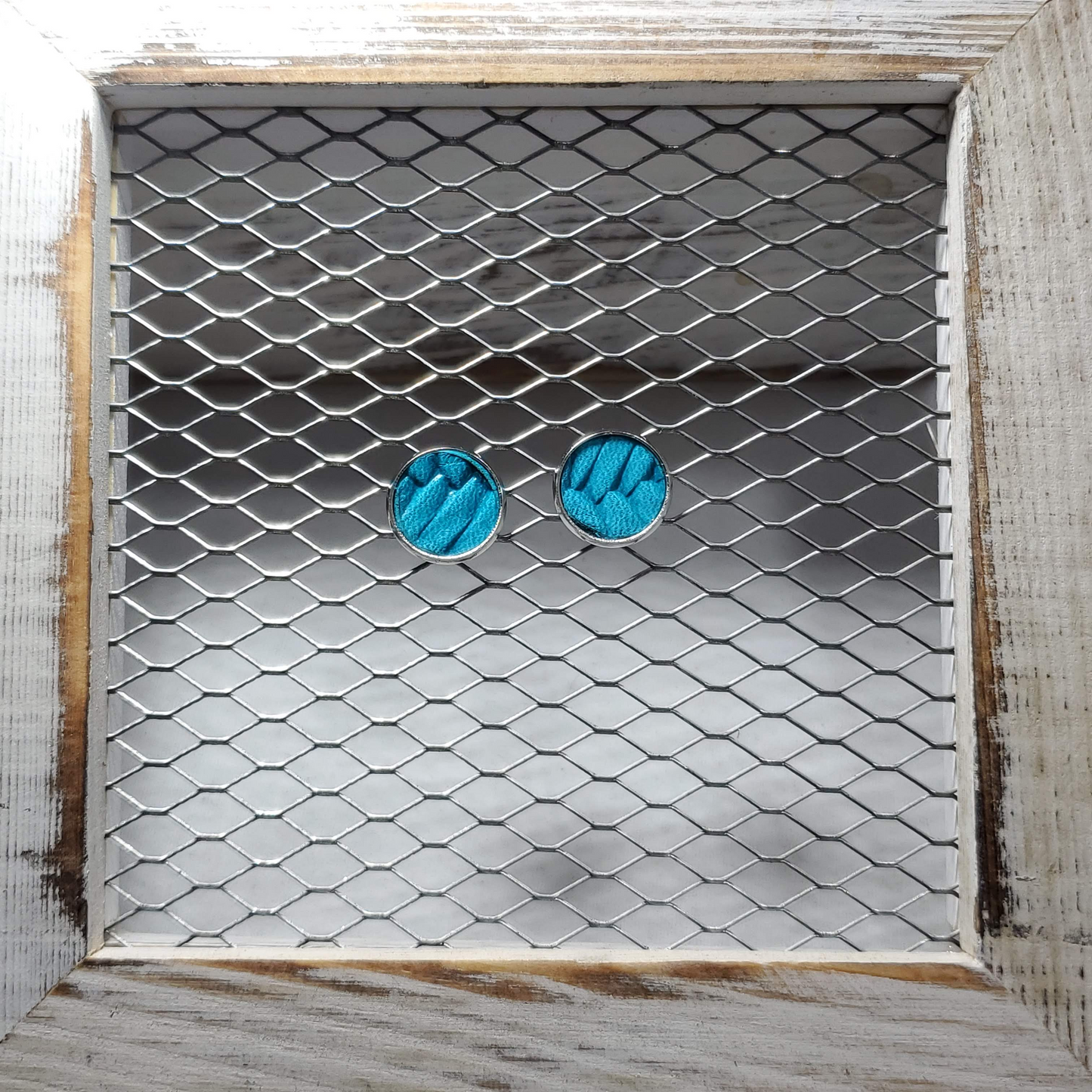 Teal Braided Leather Earrings