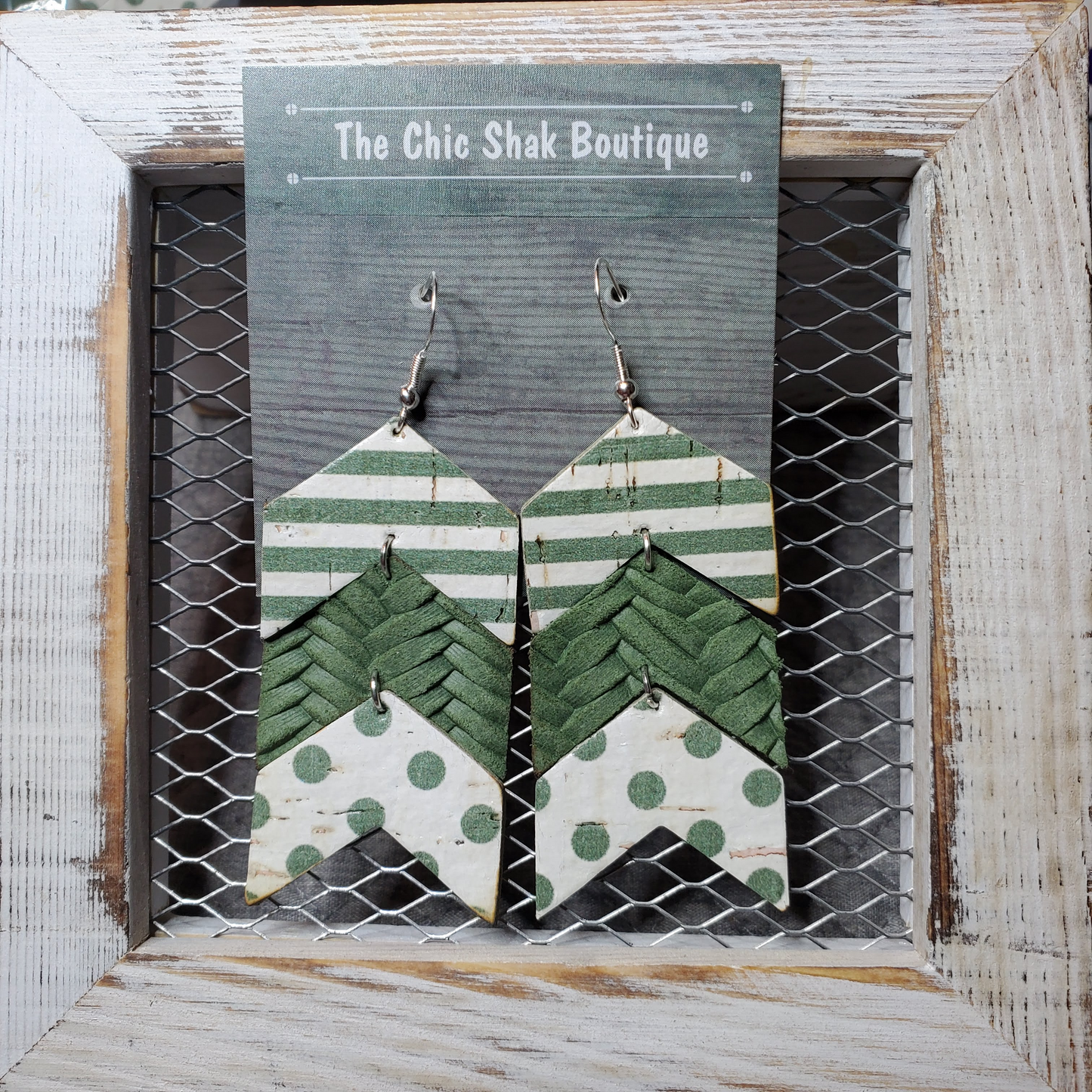 Sage Arrow Leather Earrings