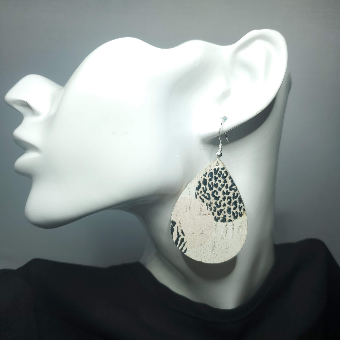 Animal Print Circles Cork/Leather Earrings