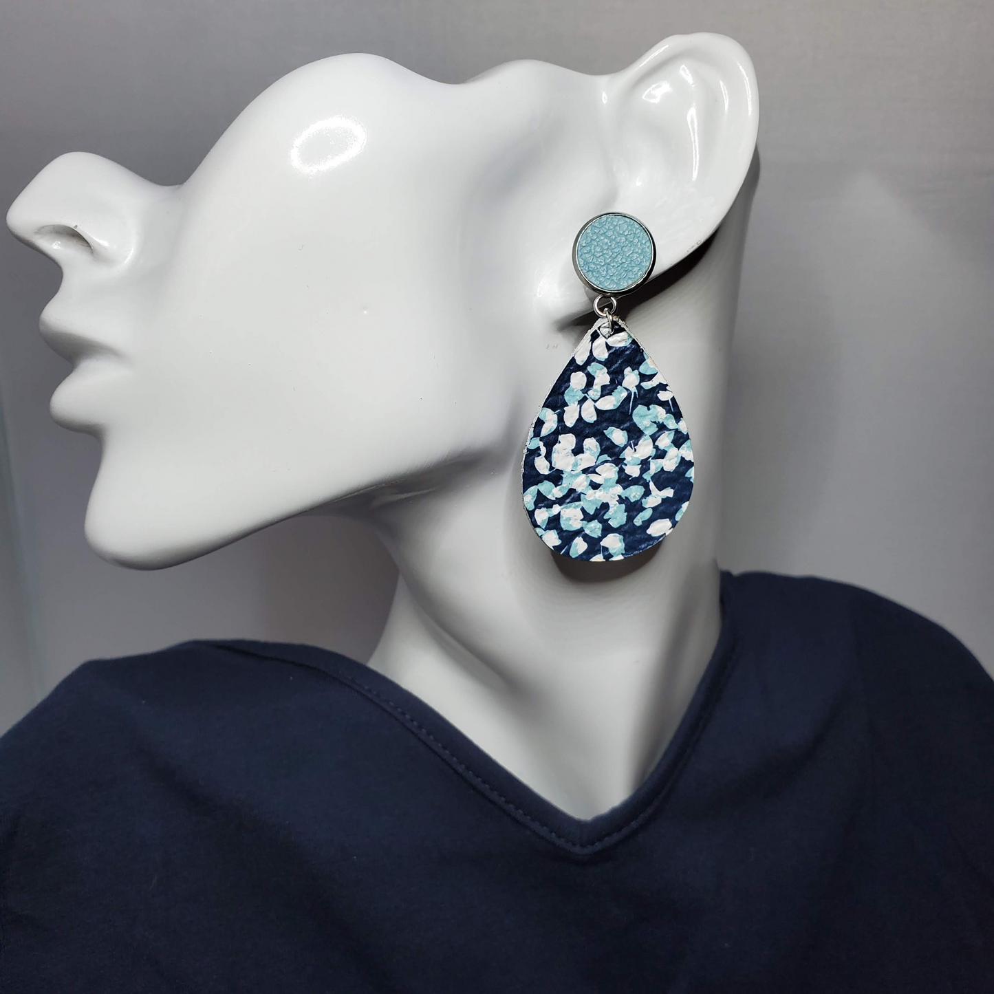 Ditsy Flower Leather Earrings