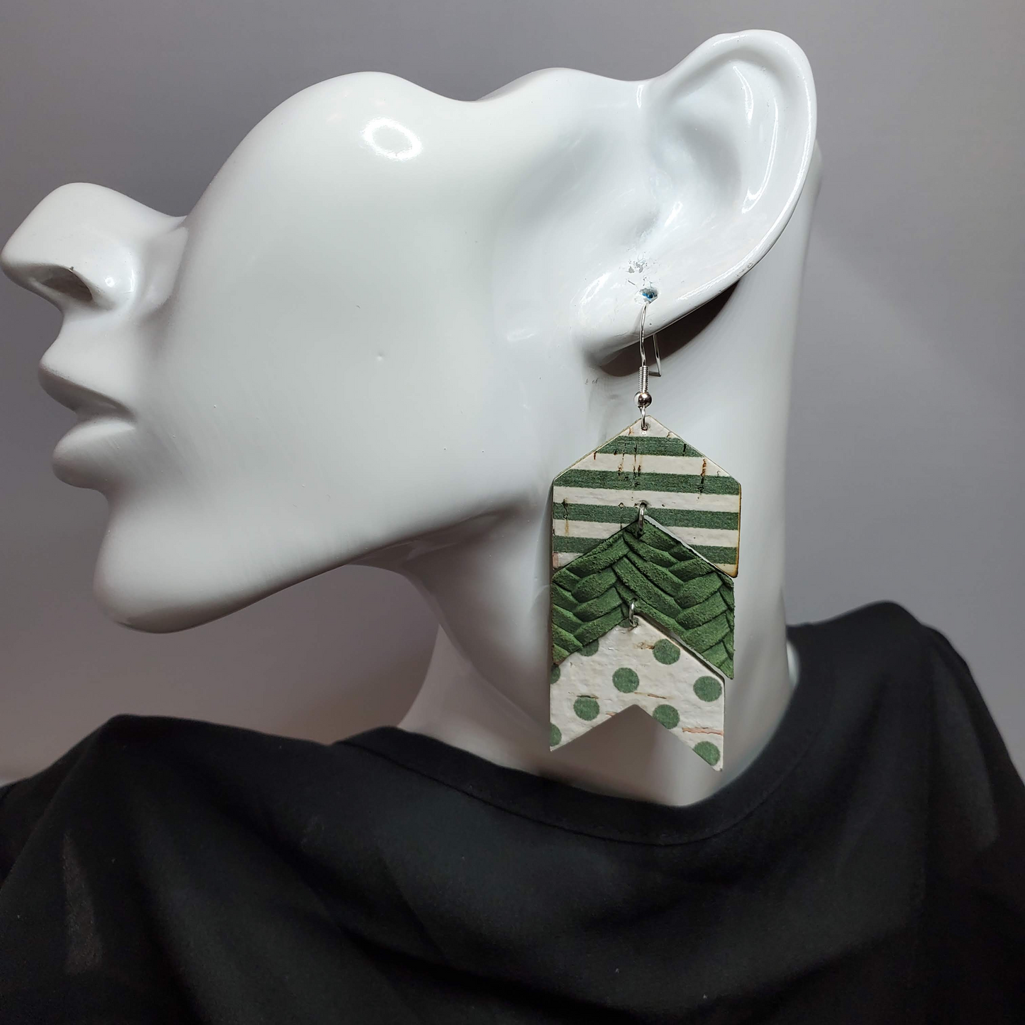 Sage Arrow Leather Earrings