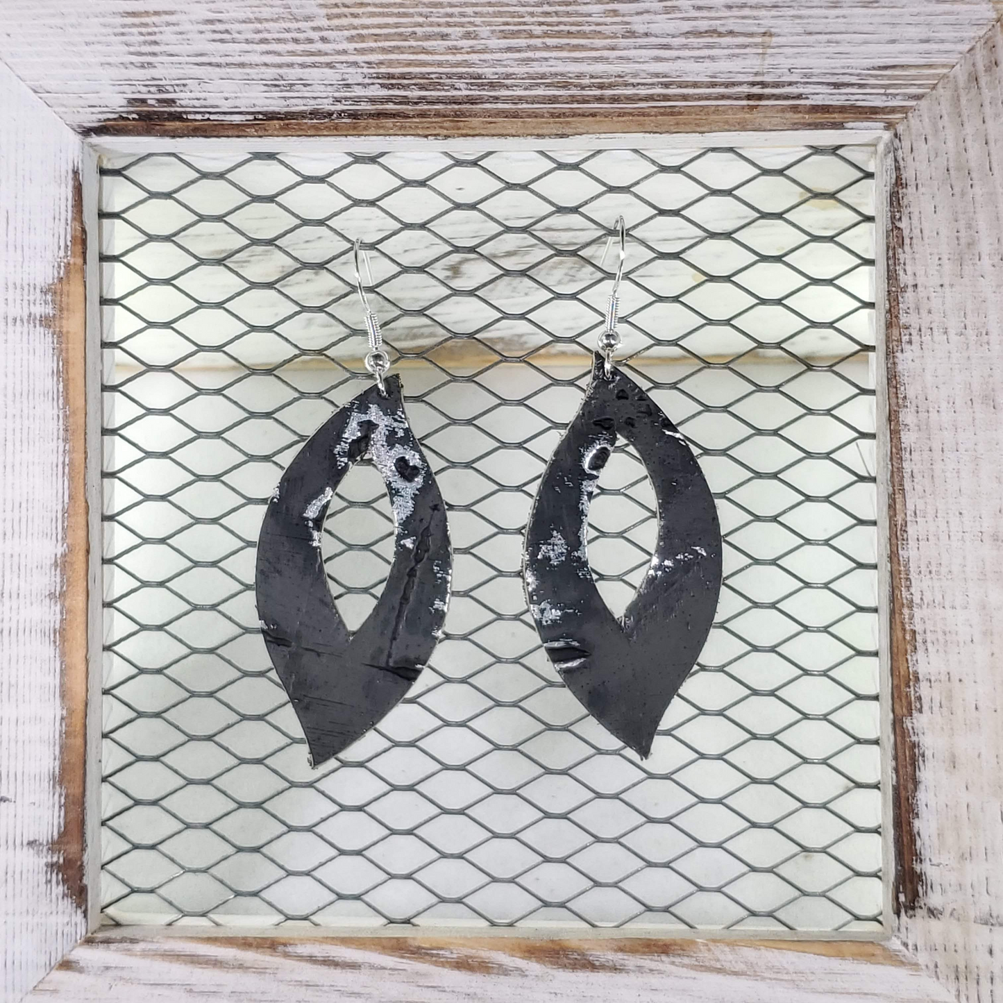 Grey Wildwood Leather Earrings