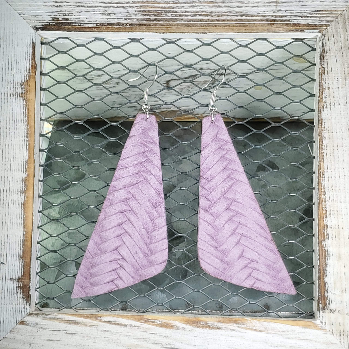 Lilac Braided Leather Earrings