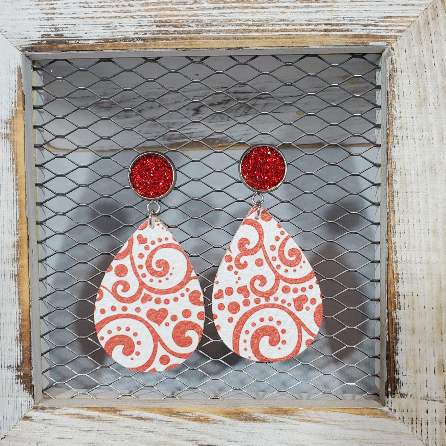 Valentine Paisley Leather Earrings