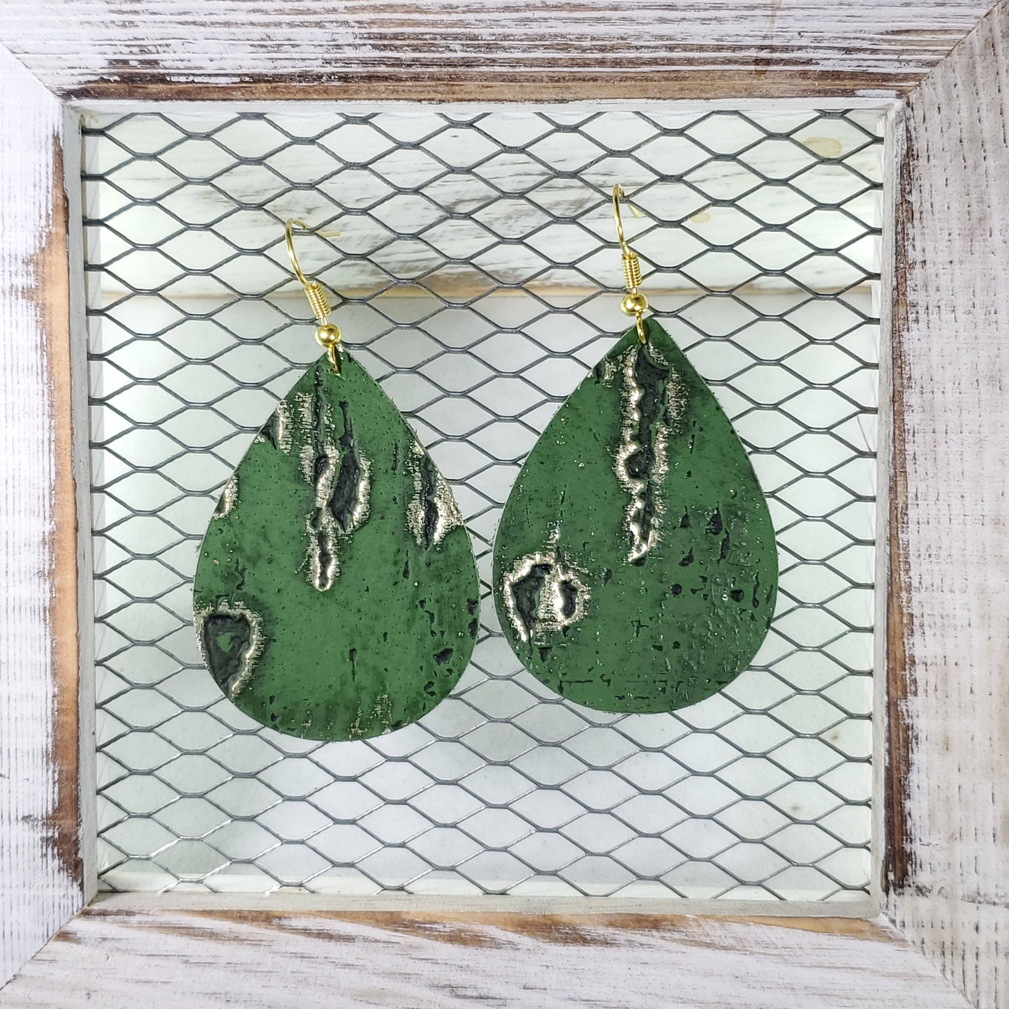 Green Wildwood Leather Earrings