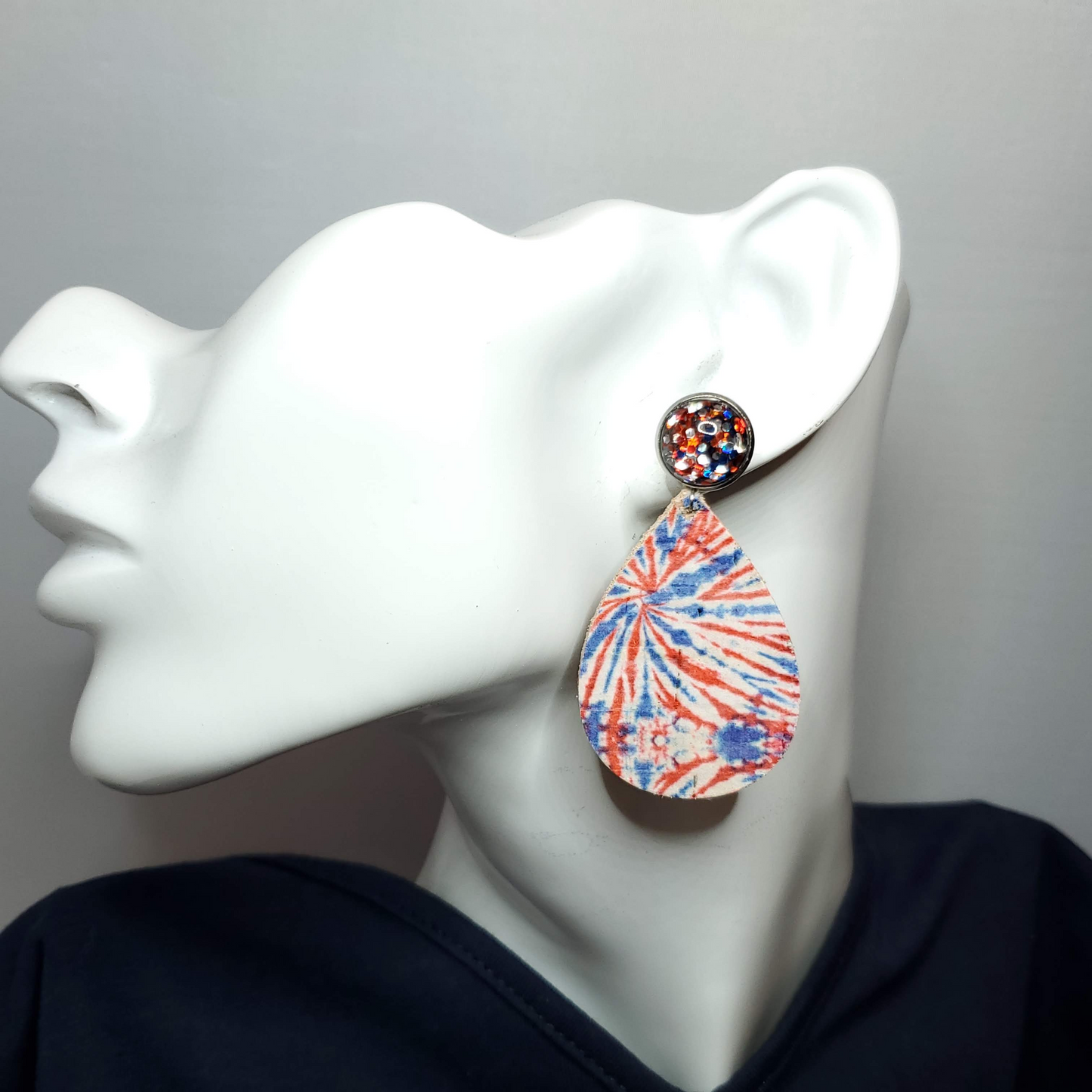 Patriotic Fireworks Cork/Leather Earrings
