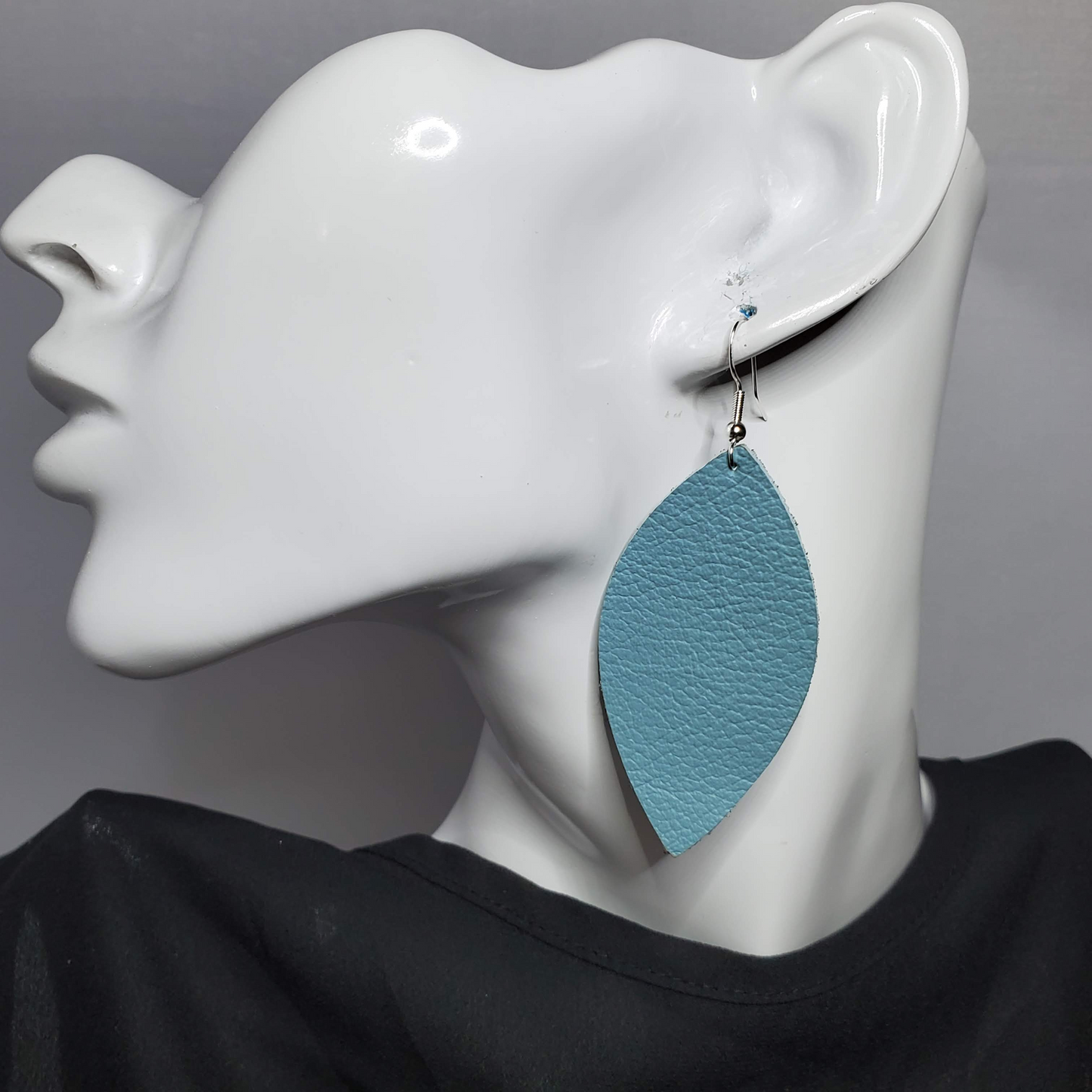 Robin Egg Blue Leather Earrings