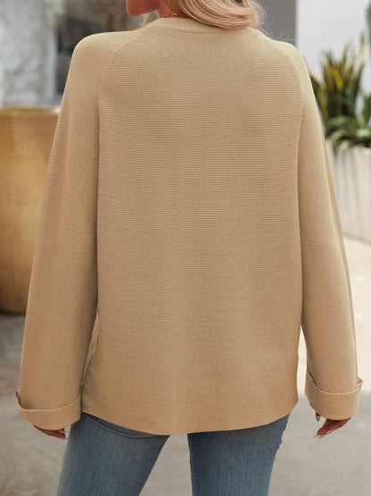 Long Sleeve Sweater With Flair Button Detail Sleeves