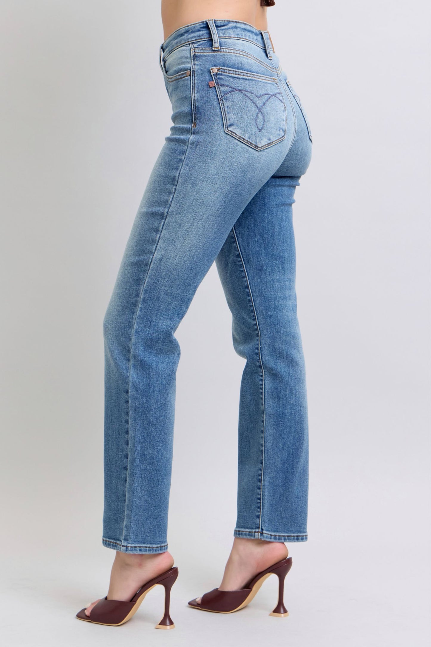 Judy Blue Run Vintage Wash Thermal Straight Jeans