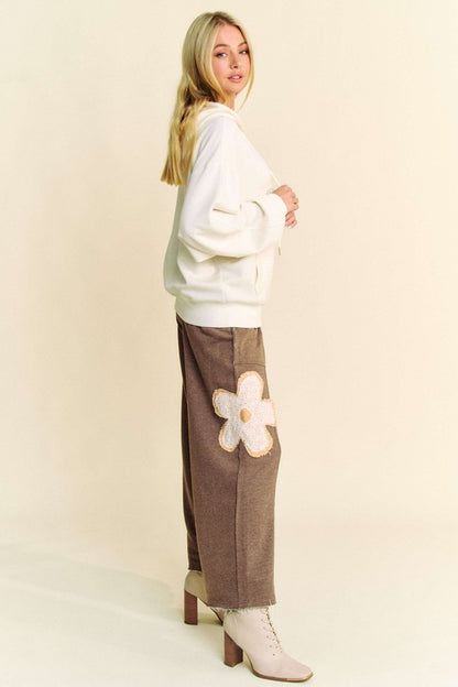 Davi & Dani Flower Patch Wide Leg Pants
