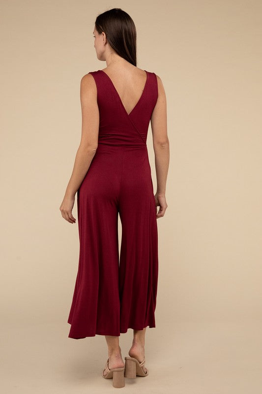 Surplice Neckline Sleeveless Jumpsuit