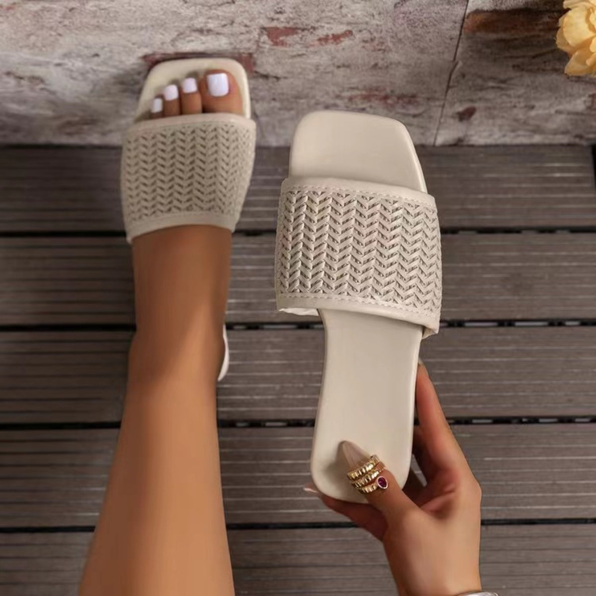 Rattan Woven Flat Sandals