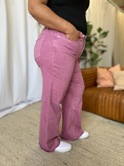 RFM High Rise Garment Dyed Wide Leg Jeans