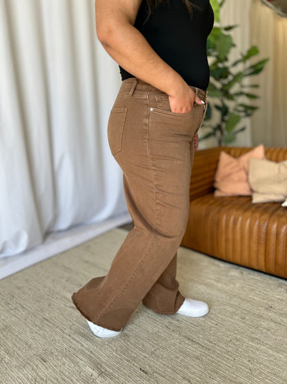 RFM High Rise Garment Dyed Wide Leg Jeans