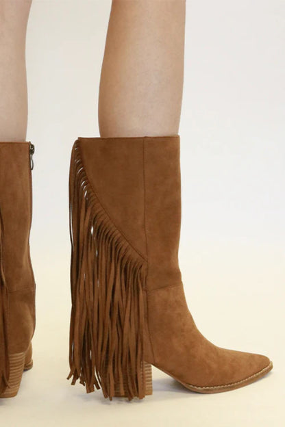 Beast Fashion Suede Fringe Boots