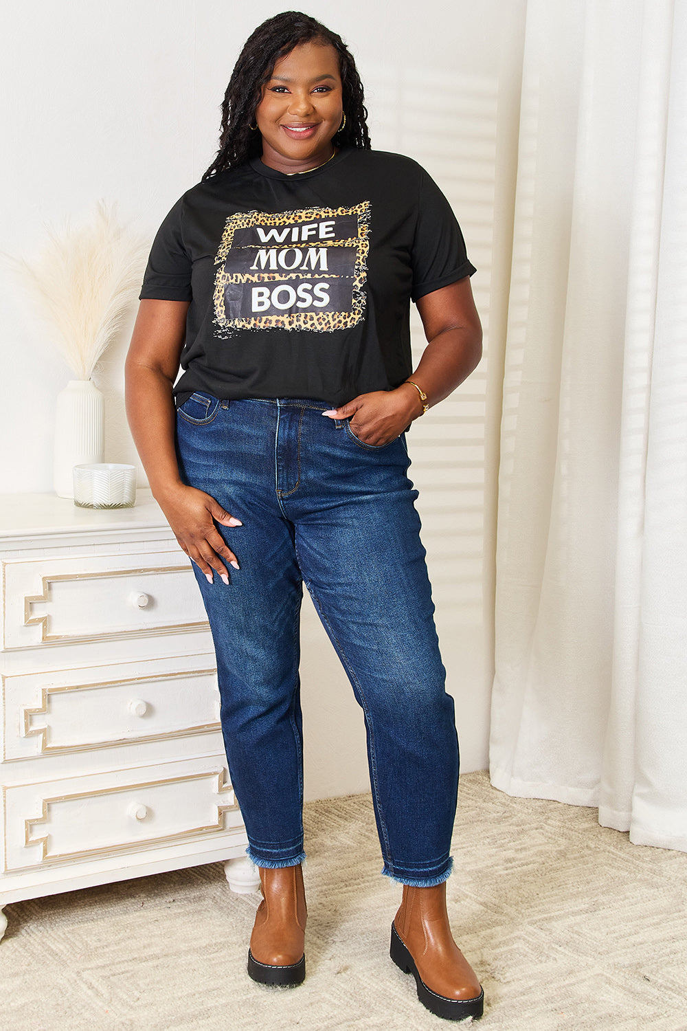 WIFE MOM BOSS Leopard Tee