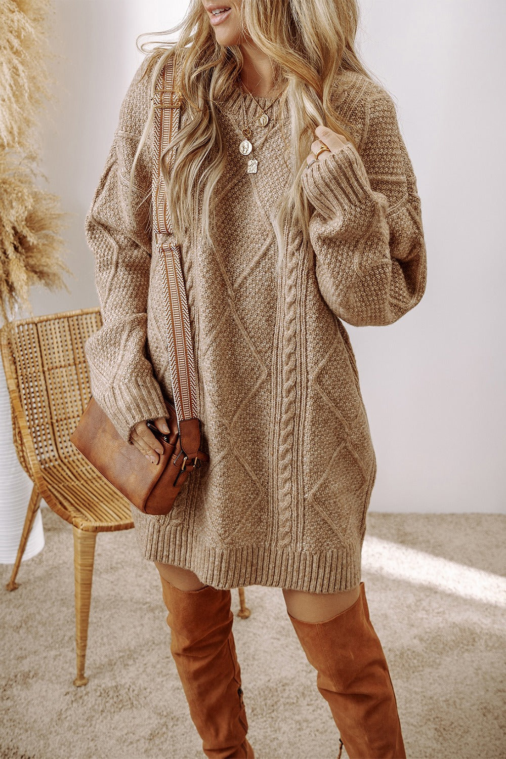 Cable-Knit Sweater Dress