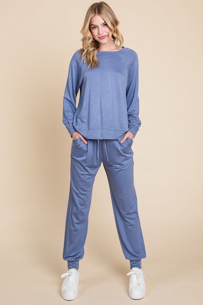 Super Lady Raglan Sleeve Top and Pants Lounge Set