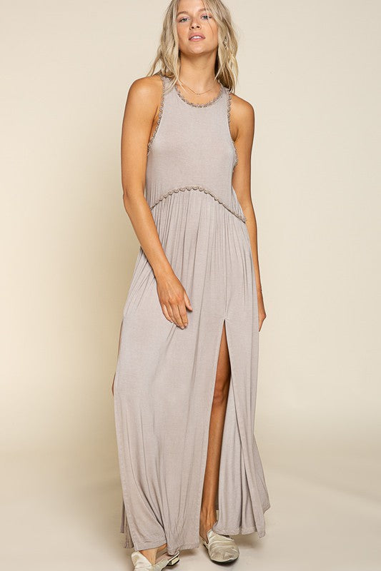 POL Sleeveless Front Slit Maxi Dress