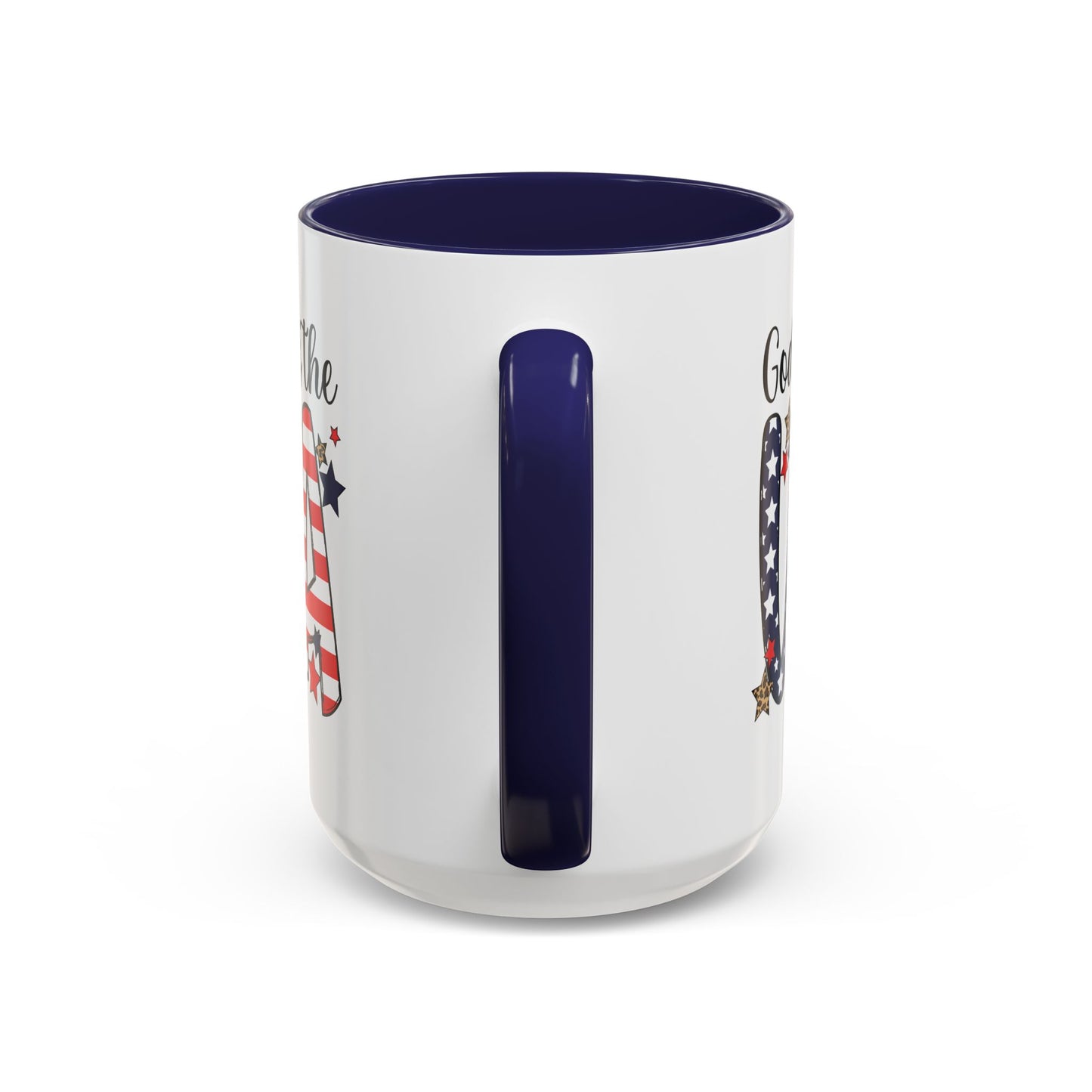 God Bless the USA Accent Coffee Mug – Patriotic Stars & Leopard 11/15oz