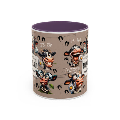 Bipolar Cow Funny Accent Coffee Mug — Humorous Mood-Flip Cow (11oz)