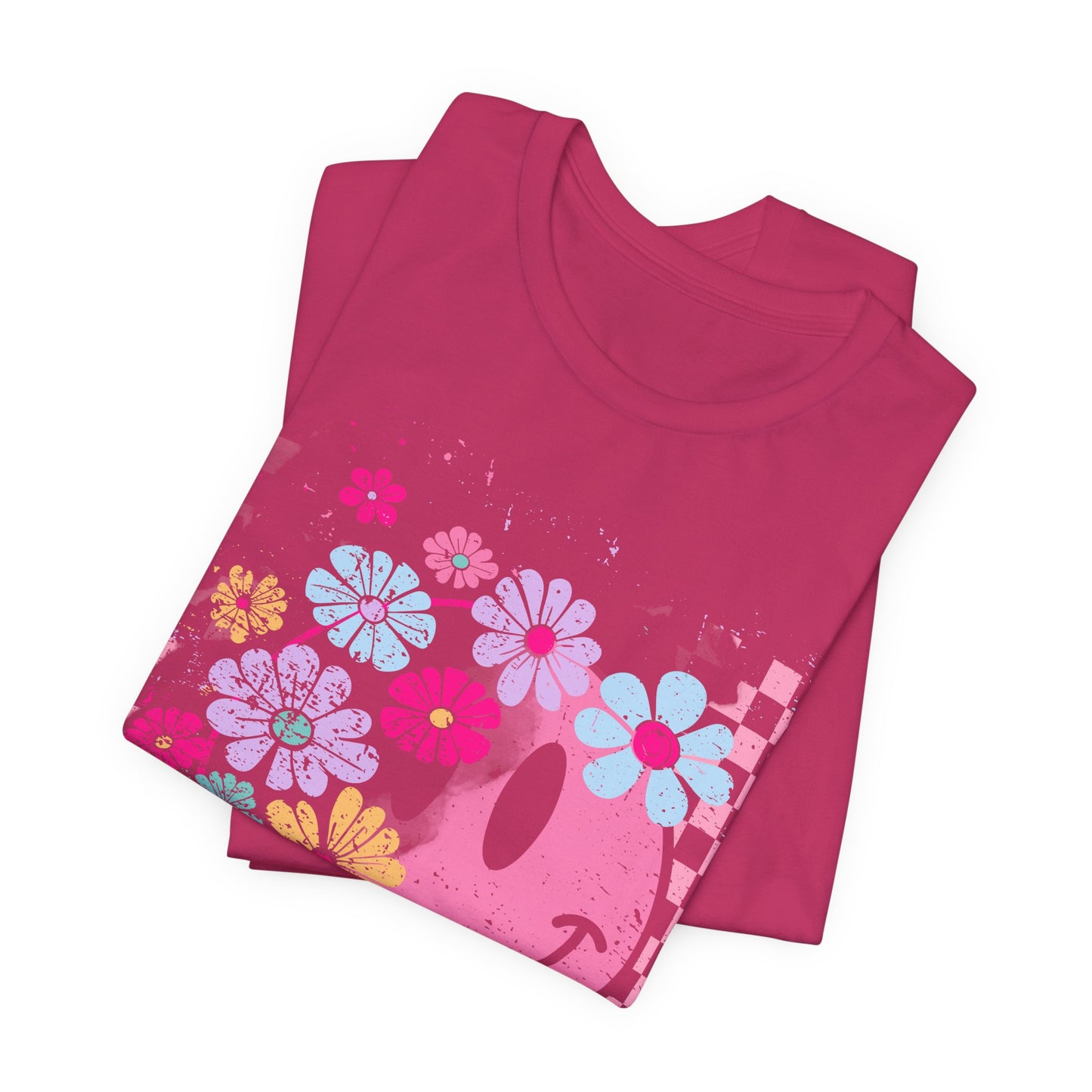 Retro Floral Smiley T-Shirt