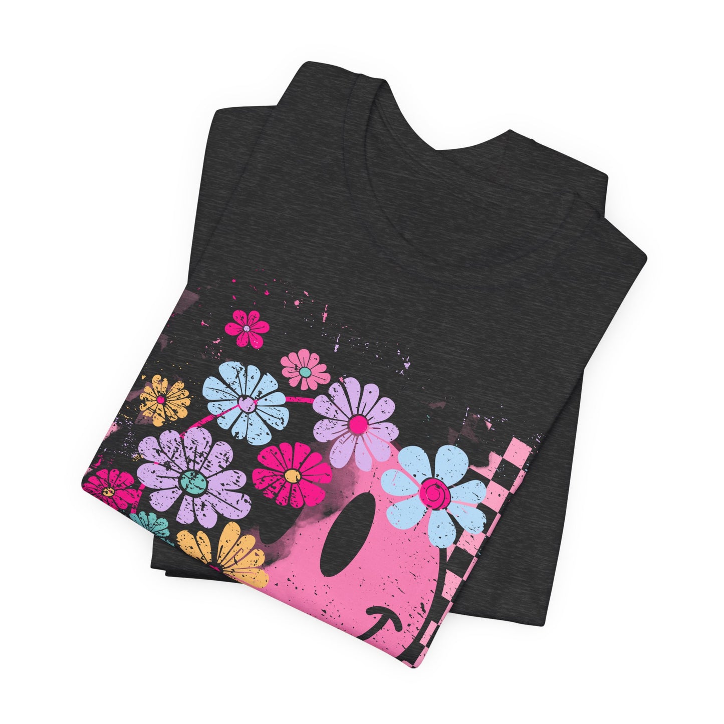 Retro Floral Smiley T-Shirt
