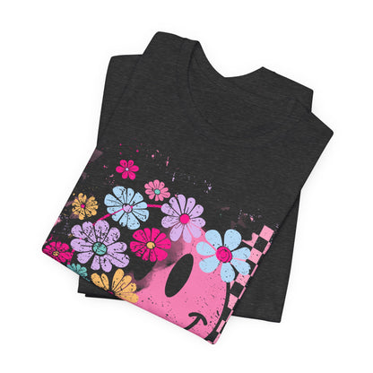 Retro Floral Smiley T-Shirt