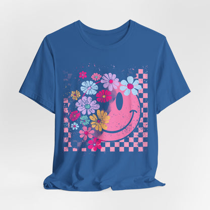 Retro Floral Smiley T-Shirt