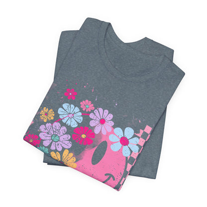 Retro Floral Smiley T-Shirt