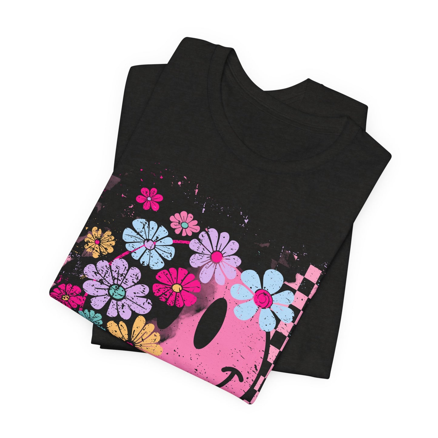 Retro Floral Smiley T-Shirt