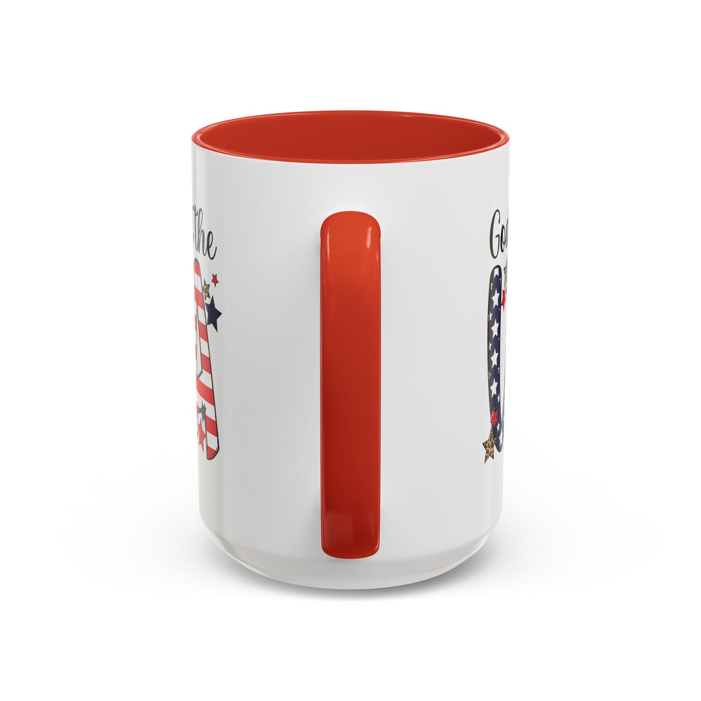 God Bless the USA Accent Coffee Mug – Patriotic Stars & Leopard 11/15oz