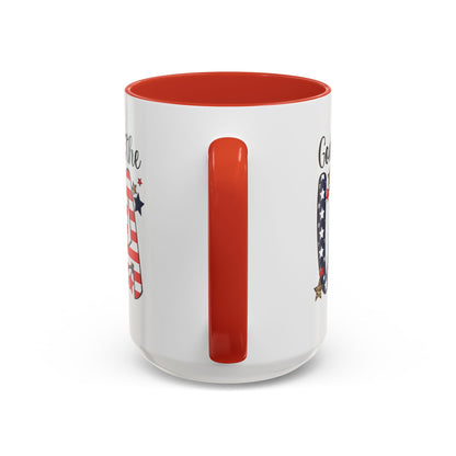 God Bless the USA Accent Coffee Mug – Patriotic Stars & Leopard 11/15oz