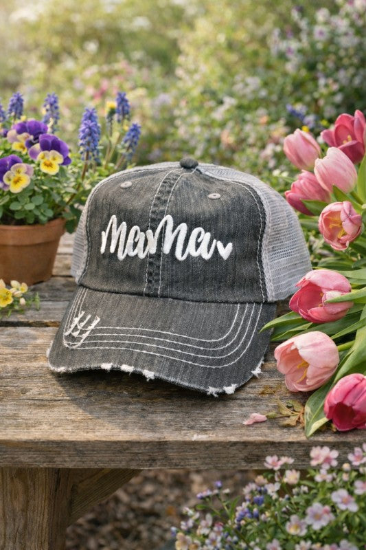 Mama with Heart Embroidered Trucker Hat