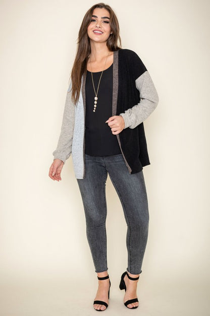 Color Block Knit Cardigan-Plus