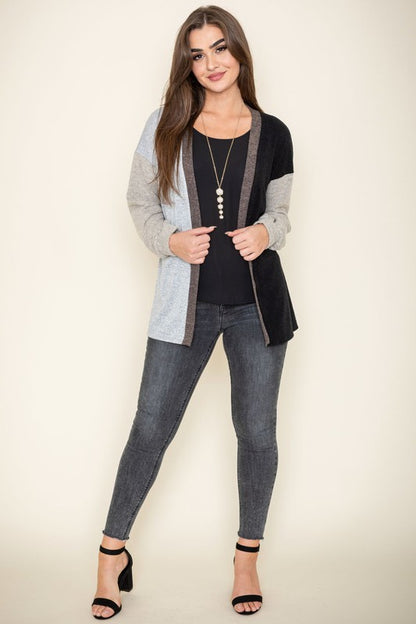 Color Block Knit Cardigan-Plus