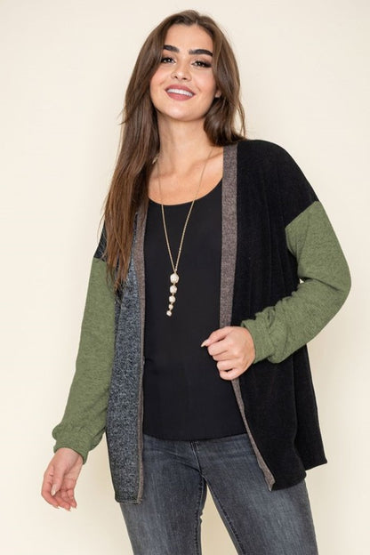 Color Block Knit Cardigan-Plus