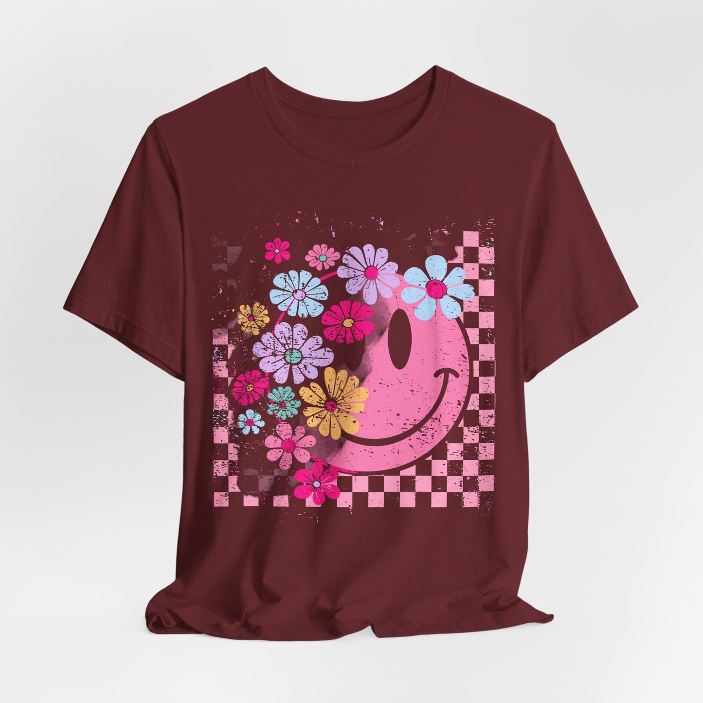 Retro Floral Smiley T-Shirt